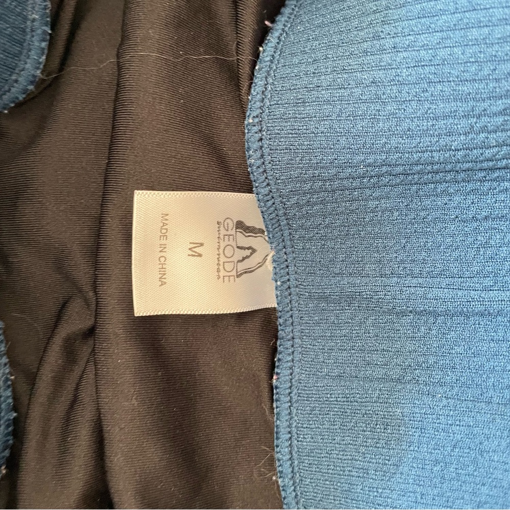 Blue High-Waist Ribbed One-Piece Swim Set - Picture 4 of 4